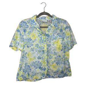 Alfred Dunner Petite Button Down Floral Blouse